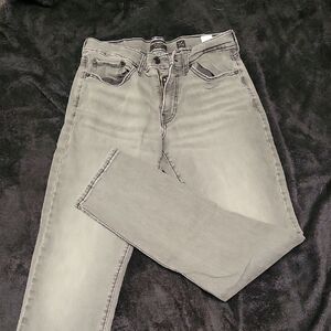 Lucky Brand 121 Slim Straight Light Gray Denim Jeans, Size 30/32